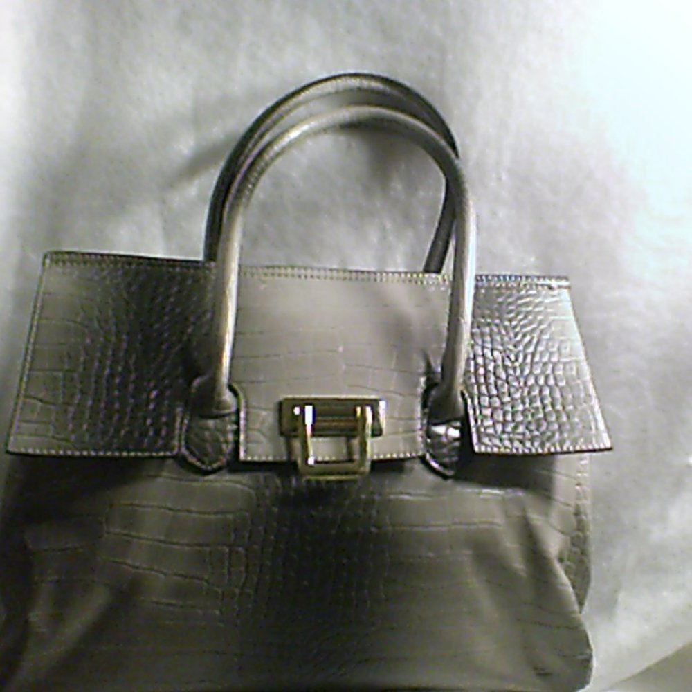 GRAY/BLACK LEATHER  ALLEGATOR  PURSE